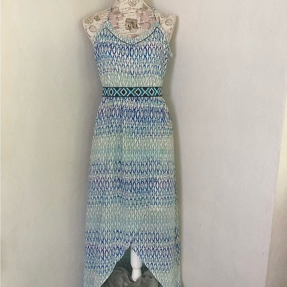 Anthro Sanctuary coastal Blue High Low sleeveless Maxi Dress Medium